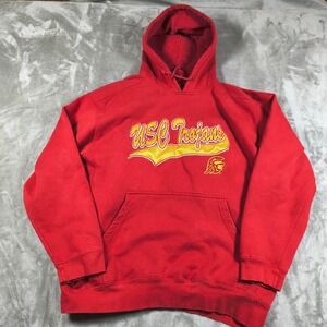 Vintage USC Trojans Hoodie Mens XL Red P2 Embroidered Pullover Sweatshirt Script